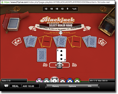 Blackjack Player's Choice at 21Prive Casino