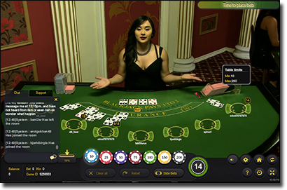 Ezugi live dealer blackjack with chat features